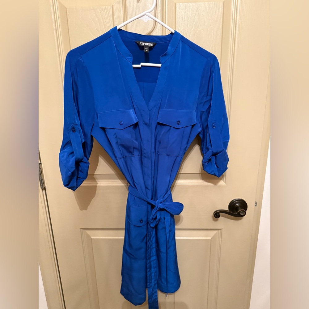 Express Women's Vibrant Blue Long Sleeve Dress